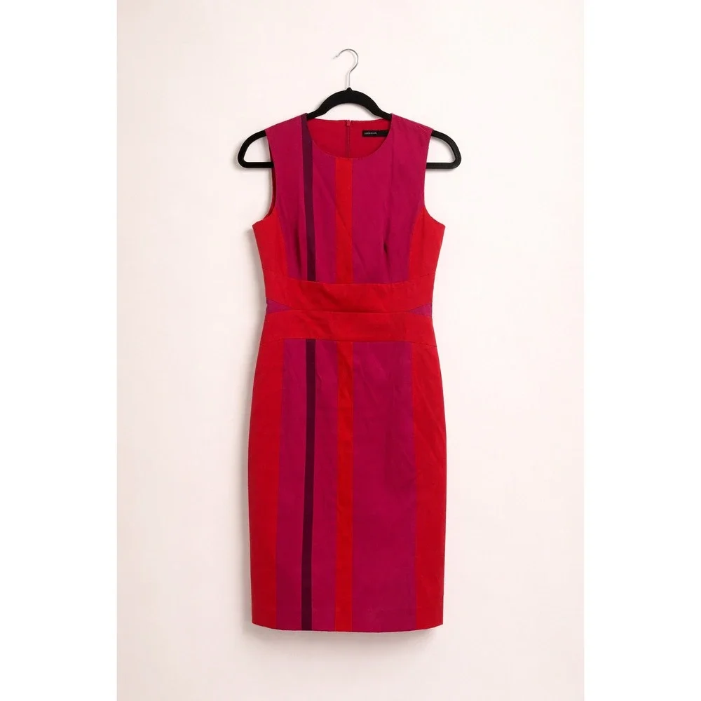 Karen Millen Colorblock Sheath Dress Pink Red Office Siren Seen On TV US 8 - Picture 3 of 9